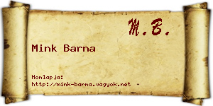 Mink Barna névjegykártya